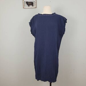 Voloshin Florence Tee Dress‎ Sz XS Deep Indigo Gauzy Organic Gotton Airy Boho